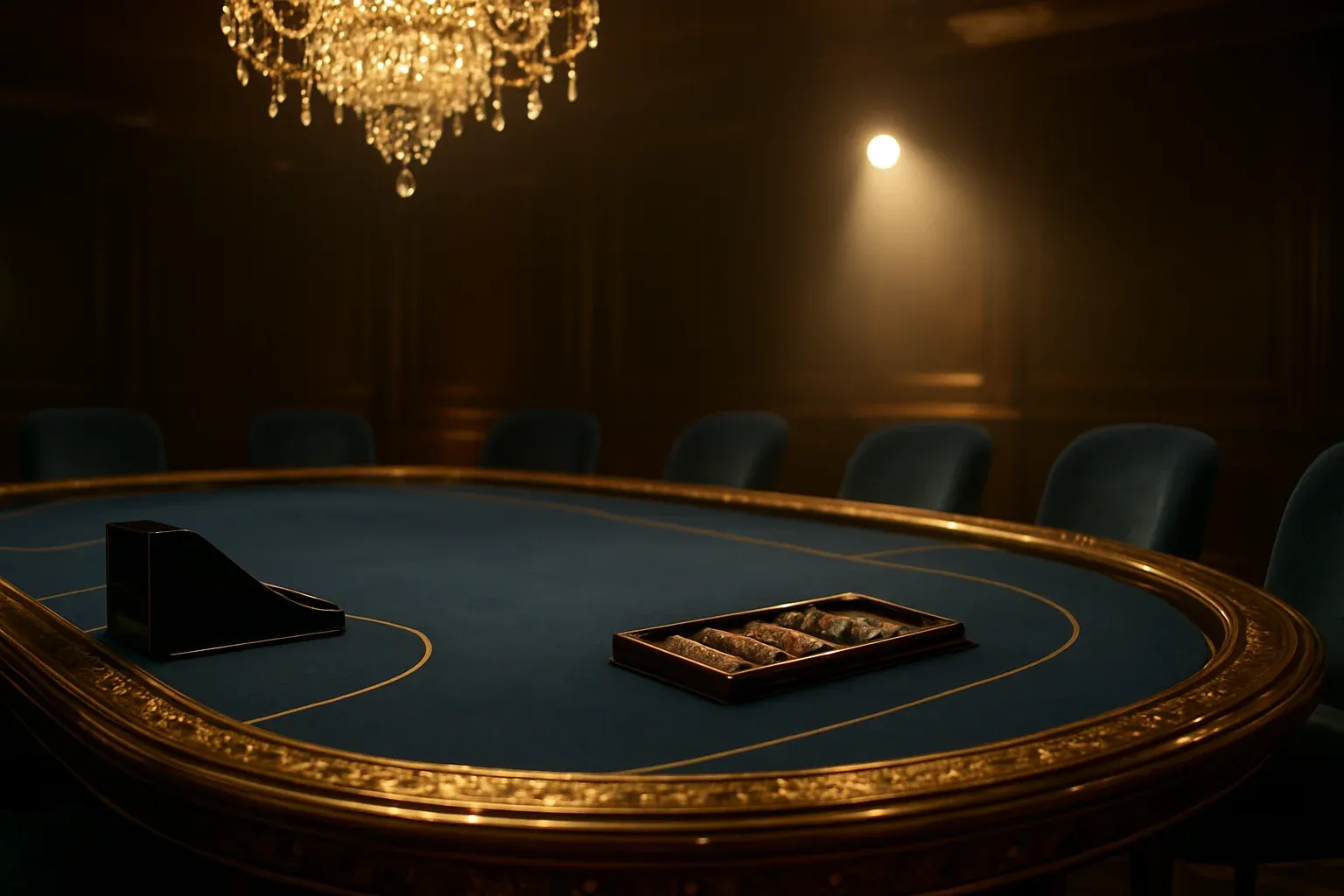 Hyperrealistic wide shot of premium live baccarat studio in the Philippines